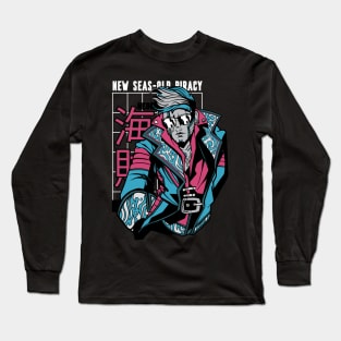 Anime Cyber Futuristic Pirate- New Seas Old Piracy Long Sleeve T-Shirt